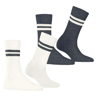 Esprit Black Tennis Stripe 2 Pack Socks