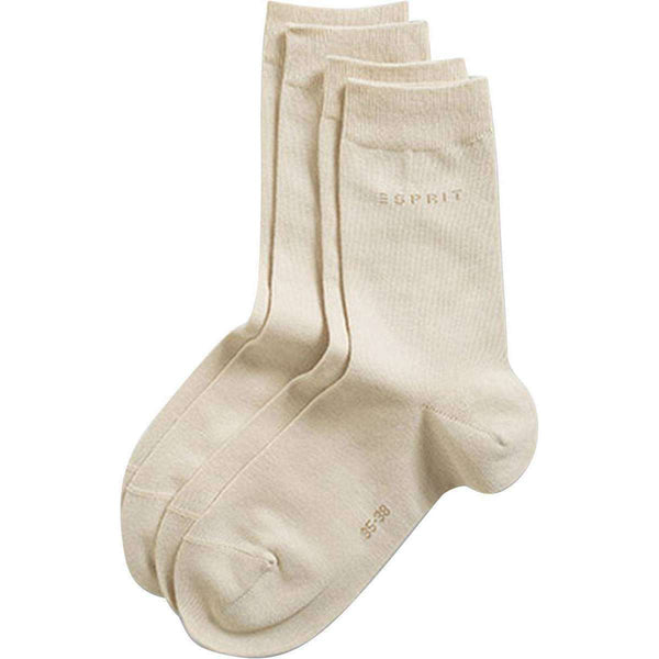 Esprit Cream Basic Fine Knit Mid-Calf 2 Pack Socks