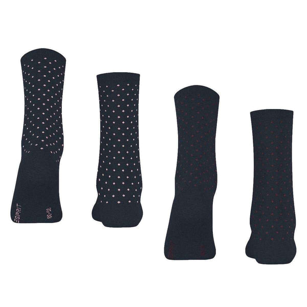 Esprit Navy Fine Dot 2 Pack Socks