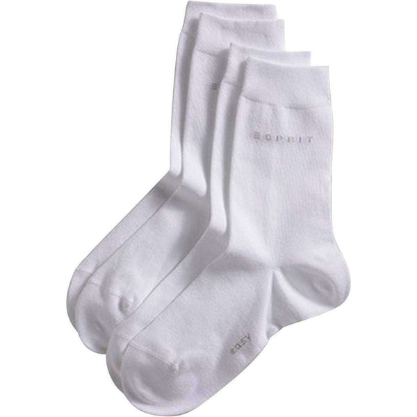 Esprit White Basic Easy 2 Pack Mid-Calf Socks
