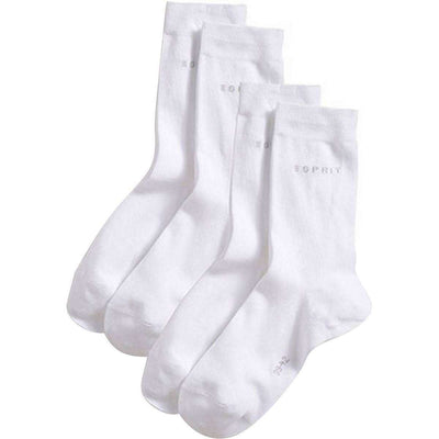 Esprit White Basic Fine Knit Mid-Calf 2 Pack Socks