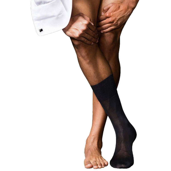 Falke Black No4 Pure Silk Midcalf Socks