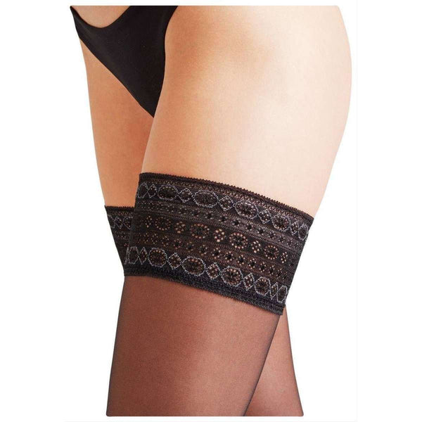 Falke Black Seidenglatt 15 Den Stay Up Transparent Stockings