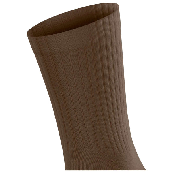 Falke Brown Run Rib Crew Socks