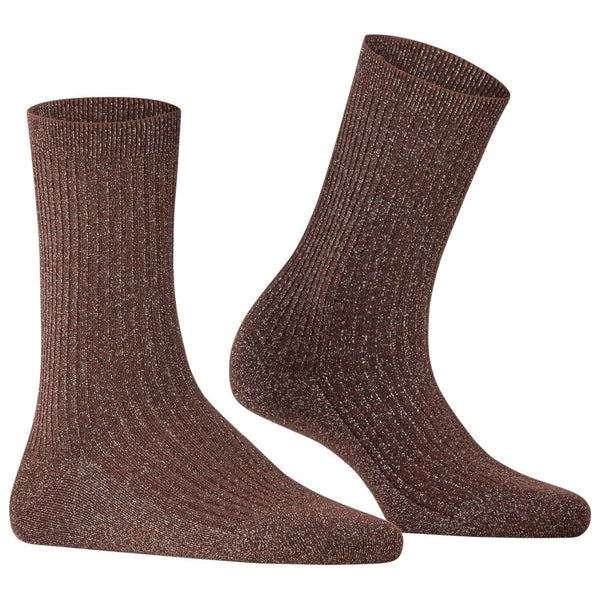 Falke Brown Shiny Rib Socks