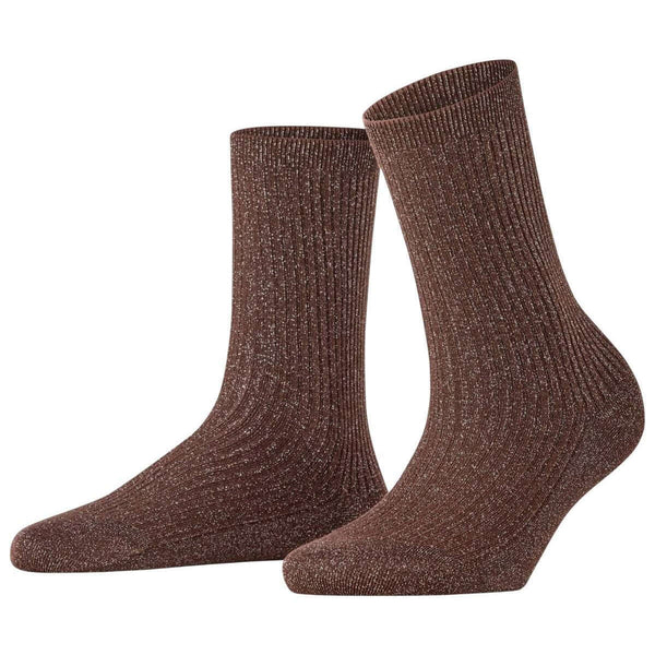Falke Brown Shiny Rib Socks