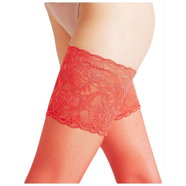 Falke Red Seidenglatt 15 Den Stay Up Transparent Floral Stockings