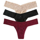 Hanky Panky Beige Signature Lace Low Rise 3 Pack Thongs