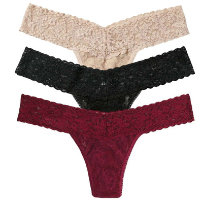 Hanky Panky Beige Signature Lace Low Rise 3 Pack Thongs