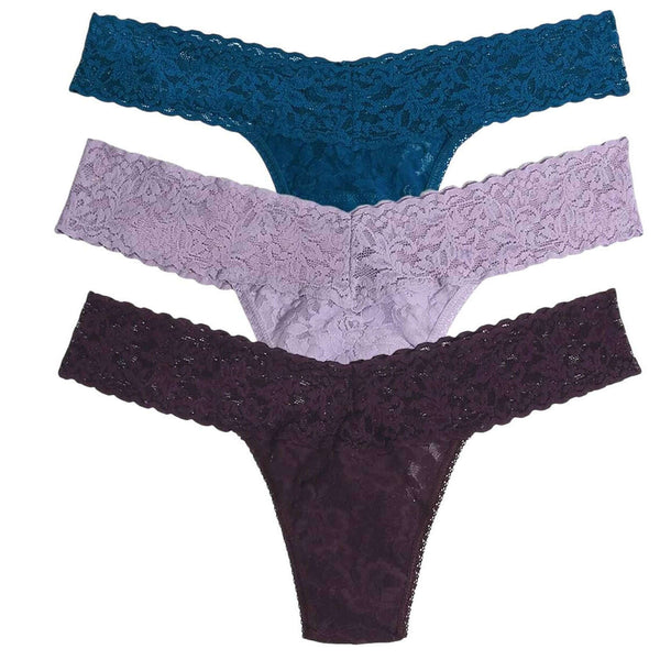 Hanky Panky Purple Signature Lace Low Rise 3 Pack Thongs