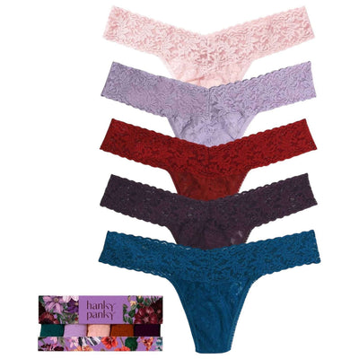 Hanky Panky Purple Signature Lace Low Rise 5 Pack Thongs