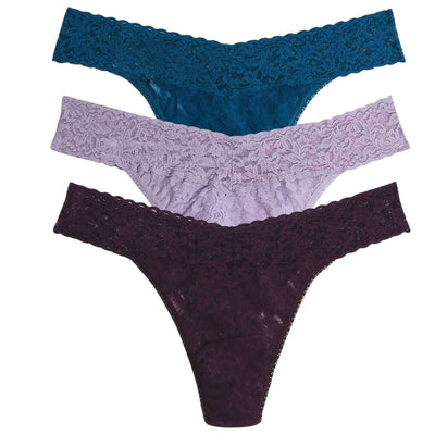 Hanky Panky Purple Signature Lace Original Rise 3 Pack Thongs