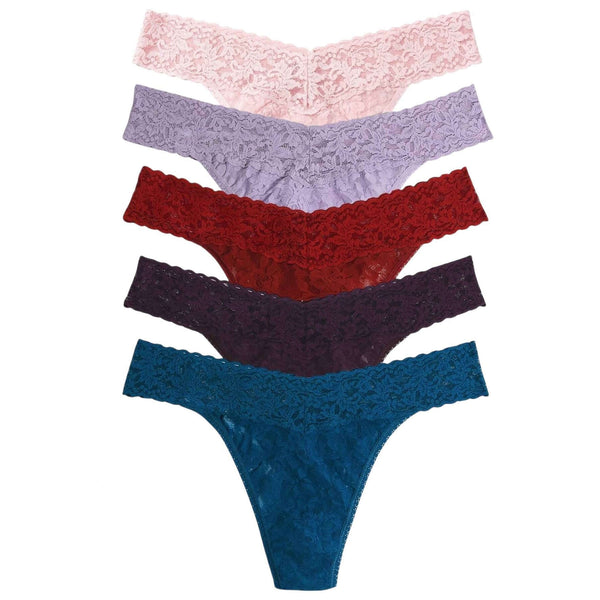 Hanky Panky Purple Signature Lace Original Rise 5 Pack Thongs