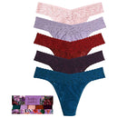 Hanky Panky Purple Signature Lace Original Rise 5 Pack Thongs