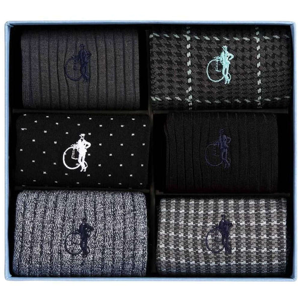 London Sock Company Black Dash of Class 6-Pair Sock Box Set