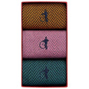London Sock Company Blue Bond St. Herringbone 3-Pair Sock Box Set