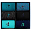 London Sock Company Blue Dash of Class Ocean 6-Pair Sock Box Set