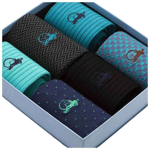 London Sock Company Blue Dash of Class Ocean 6-Pair Sock Box Set