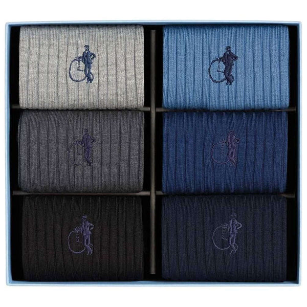 London Sock Company Blue Simply Staples 6-Pair Sock Box Set