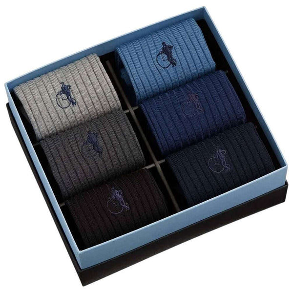London Sock Company Blue Simply Staples 6-Pair Sock Box Set