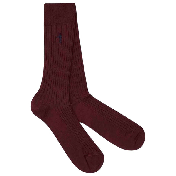 London Sock Company Burgundy Simply Sartorial Ribbed Socks