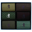 London Sock Company Green Dash of Class 6-Pair Sock Box Set
