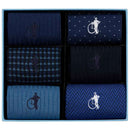 London Sock Company Navy Dash of Class 6-Pair Sock Box Set