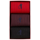 London Sock Company Red Merino Trio 3-Pair Sock Box Set
