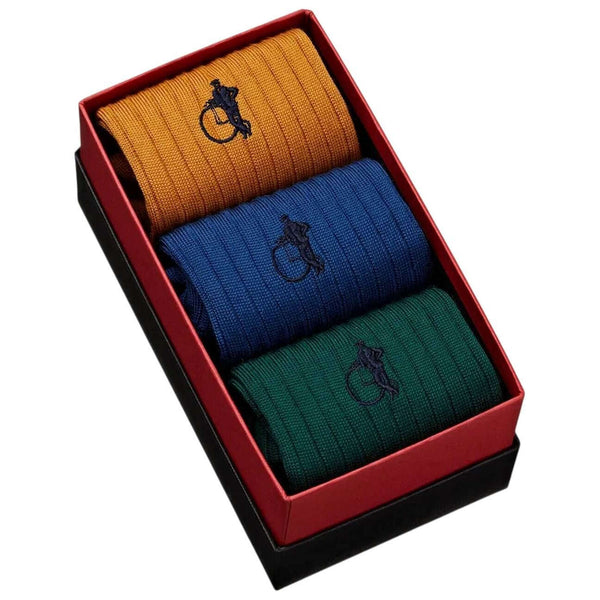 London Sock Company Yellow Merino Heroes 3-Pair Sock Box Set