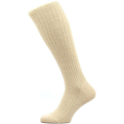Pantherella Khaki Laburnum Rib Over the Calf Merino Wool Socks