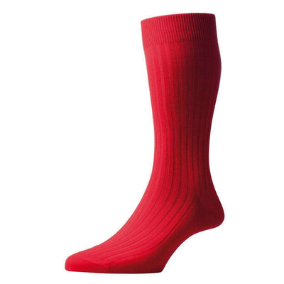 Pantherella Red Danvers Rib Cotton Lisle Socks