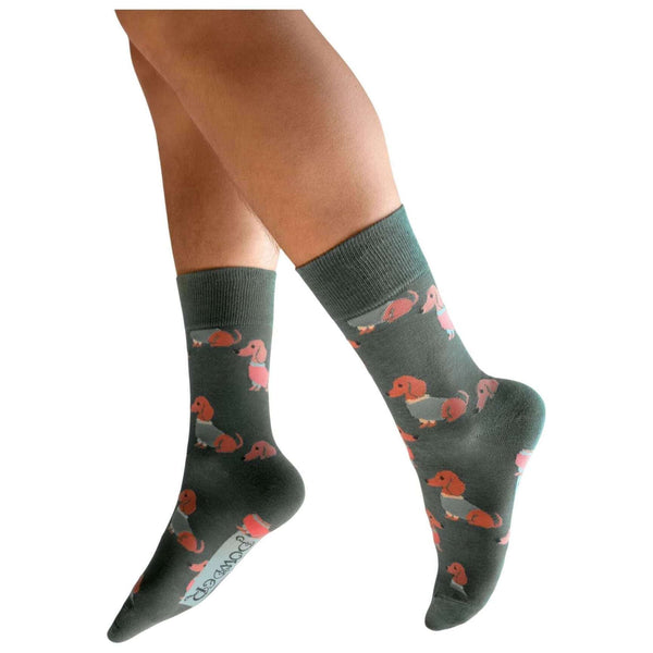 Powder Green Snuggly Sausage Dogs Socks