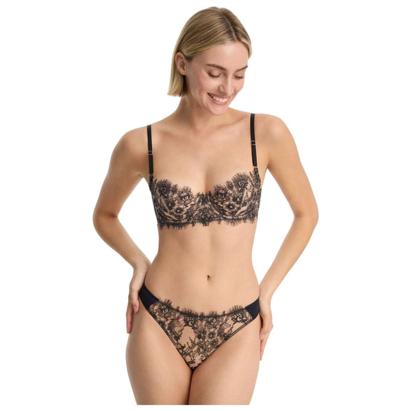 Skarlett Blue Black Entice Front Lace Thong