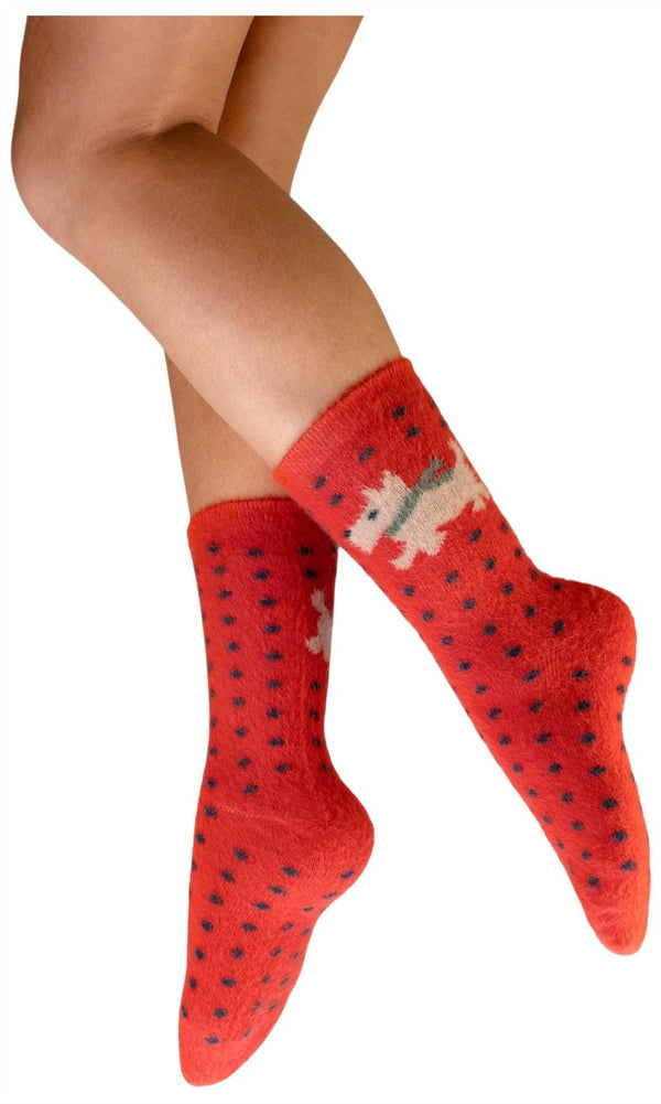 Powder Pink Woolly Westie Fuzzy Socks