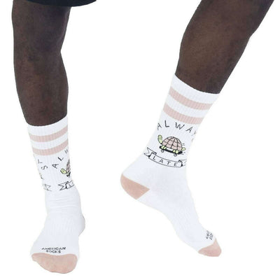 American Socks White Always Late Mid High Socks