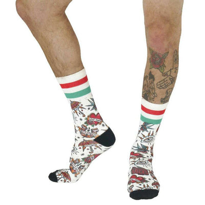 American Socks White Love Hurts Mid High Socks
