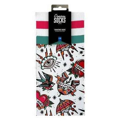 American Socks White Love Hurts Mid High Socks