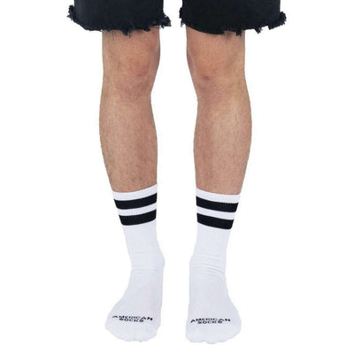 American Socks White Old School I Mid High Socks