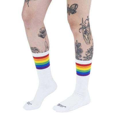 American Socks White Rainbow Pride Mid High Socks