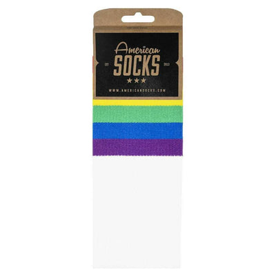 American Socks White Rainbow Pride Mid High Socks