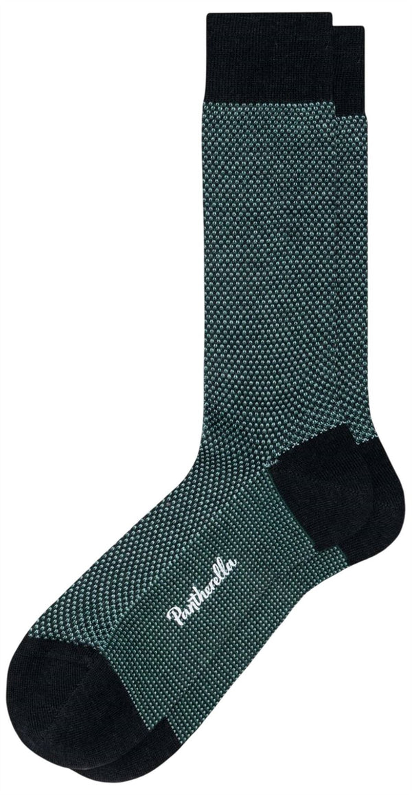 Pantherella Black Blenheim 3-Colour Birdseye Merino Wool Socks