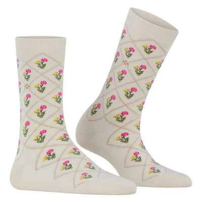 Burlington Beige Flower Socks