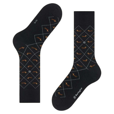 Burlington Black Dachshund Socks