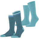 Burlington Blue Everyday Stripe Mix 2-Pack Socks