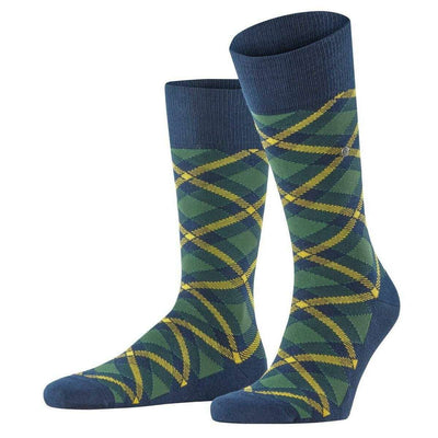 Burlington Blue Tartan Socks