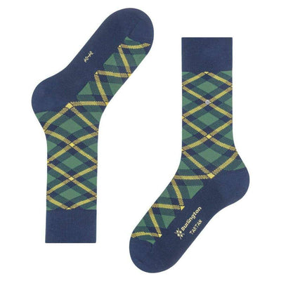 Burlington Blue Tartan Socks