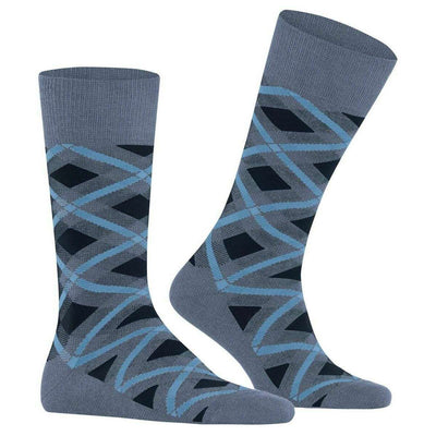 Burlington Blue Tartan Socks