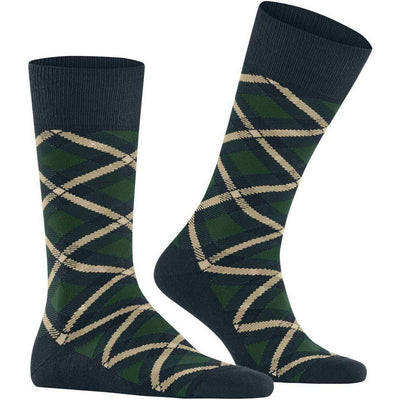 Burlington Blue Tartan Socks