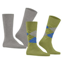 Burlington Green Everyday Argyle Mix 2-Pack Socks