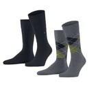 Burlington Grey Everyday Argyle Mix 2 Pack Socks